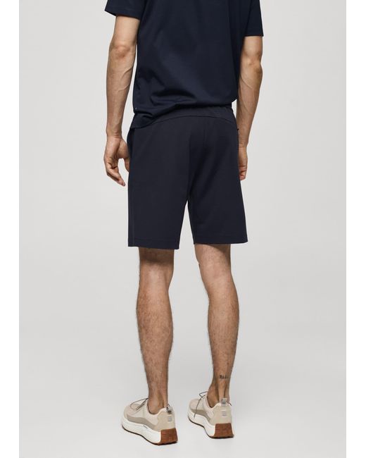 Mango Blue Technical Fabric Drawstring Bermuda Shorts Dark for men