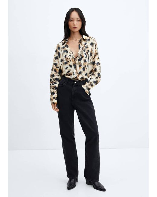 leopard print satin blouse