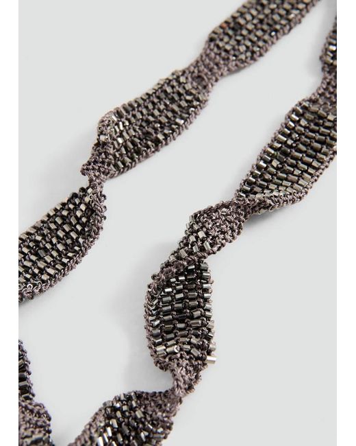 MANGO TEEN Black Beaded Mesh Collar Necklace