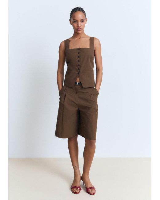 Mango Brown Anzug-Bermudashorts Aus Baumwolle