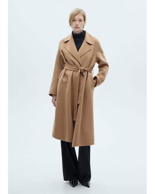 Mango Natural Wool-Blend Belted Handmade Coat