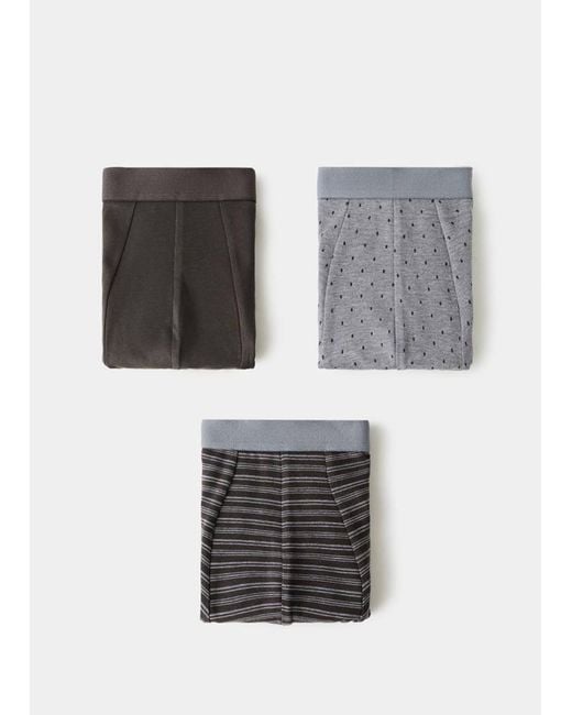 Mango Gray Pack Of 3 Cotton Combination Briefs for men