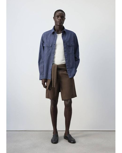 Mango Blue 100% Cotton Denim Overshirt for men