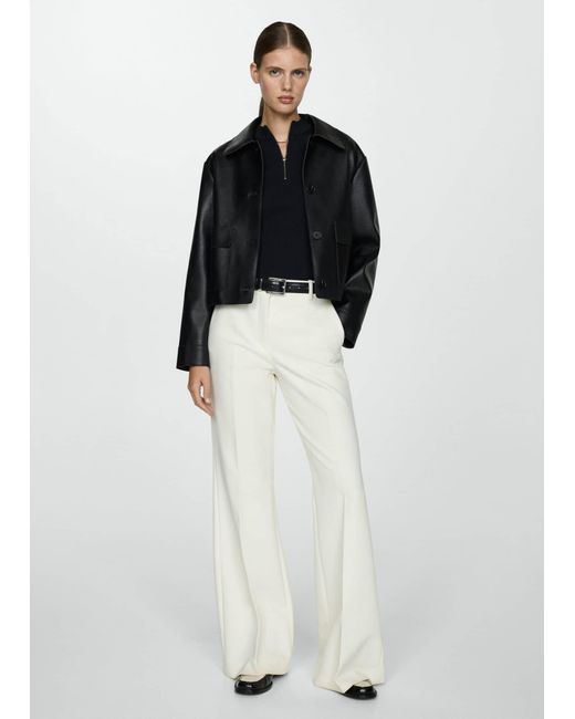 Mango Black Faux Leather Jacket With Pockets