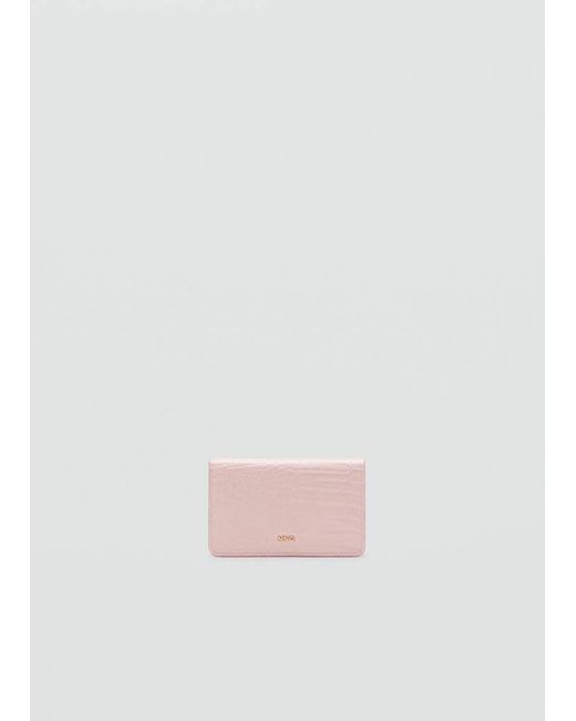 Mango Pink Medium Wallet With Croc Effect