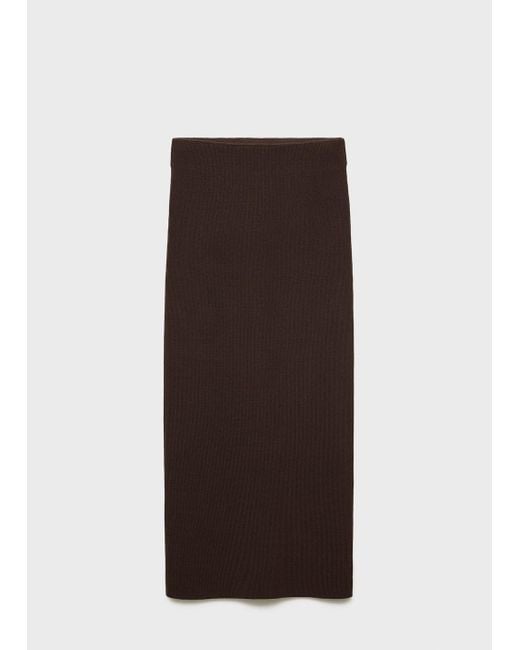 Mango Brown Fine Knit Midi Skirt
