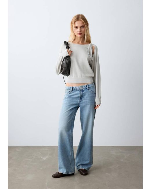 MANGO TEEN Blue Bow Knit Sweater