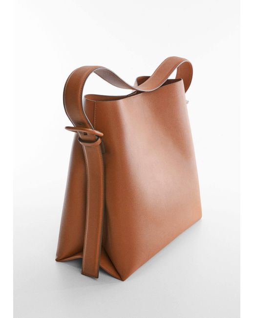 Mango Brown Shopper Bag With Buckle