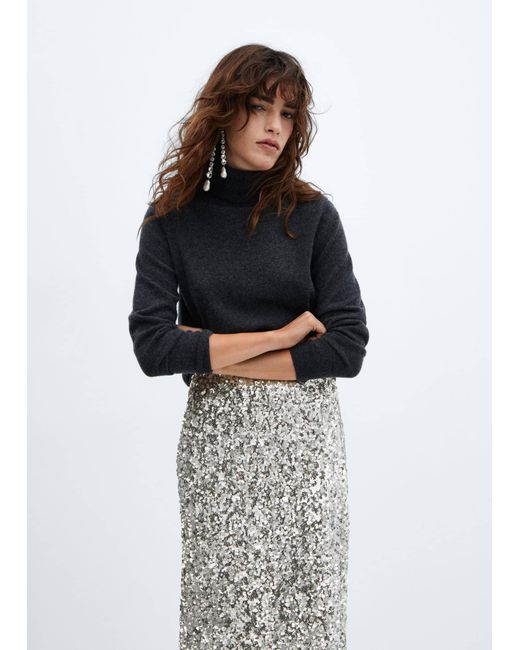 Mango Sequin Midi Skirt in Black Lyst UK