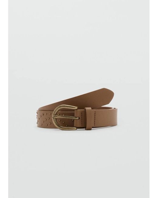MANGO TEEN Brown Buckled Studded Belt