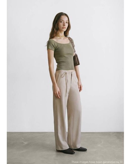 MANGO TEEN White Fitted Crop Top
