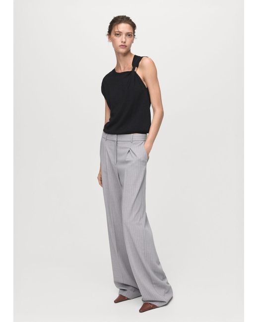 Mango White Short-Sleeved Sweater With Metallic Detail