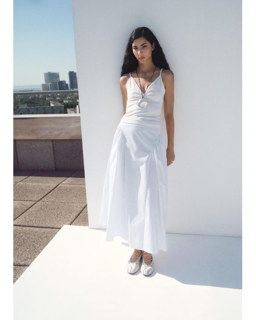 Mango White Midirock Aus Baumwolle Mit Raffungen