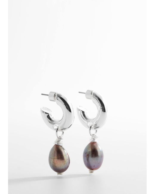 Mango Metallic Natural Pearl Pendant Earrings
