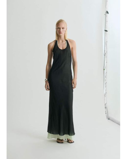Mango White Semi-Transparent Combination Dress