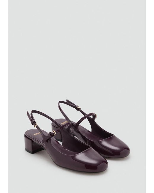 Scarpa Tacco A Blocco Effetto Vernice Bordeaux di Mango in Red