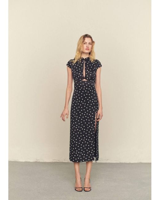 Mango Natural Polka-dot Dress With Opening Detail