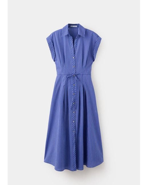 Mango Blue Striped Shirt Dress