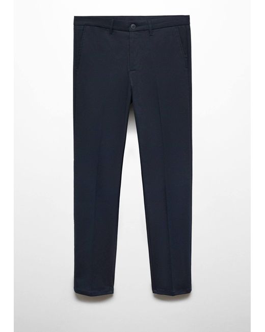 Mango Blue Slim Fit Chino Trousers for men