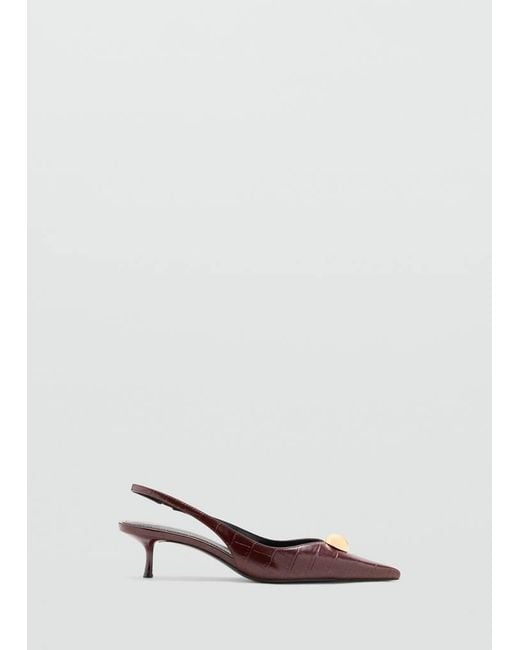 Mango White Metal-Beaded High-Heel Shoe