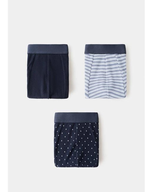 Mango Blue Pack Of 3 Cotton Combination Briefs for men