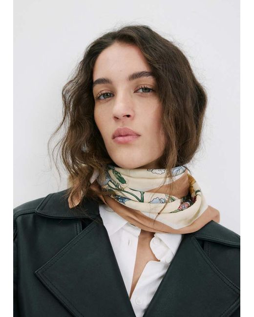 Mango Yellow Floral Satin Scarf