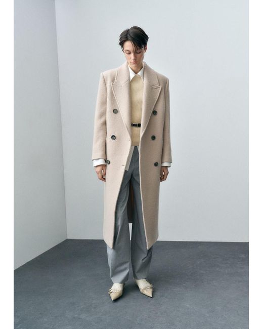 Mango Gray Structured Virgin Wool Coat