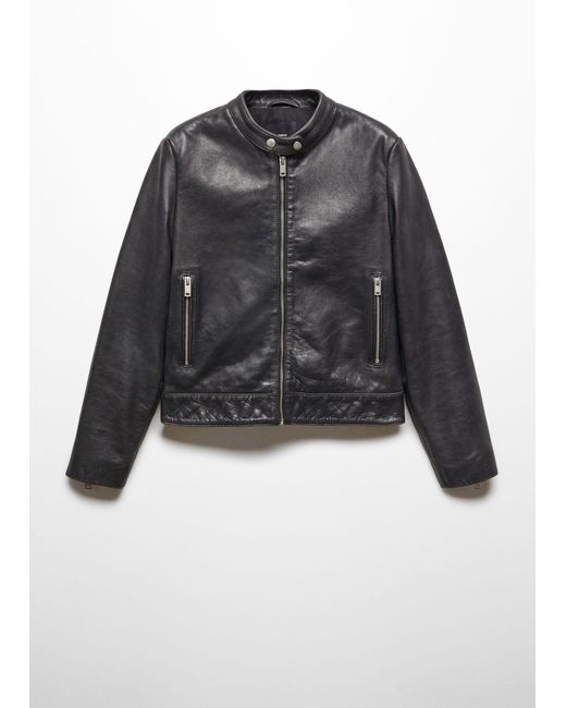 Mango Black 100% Leather Jacket