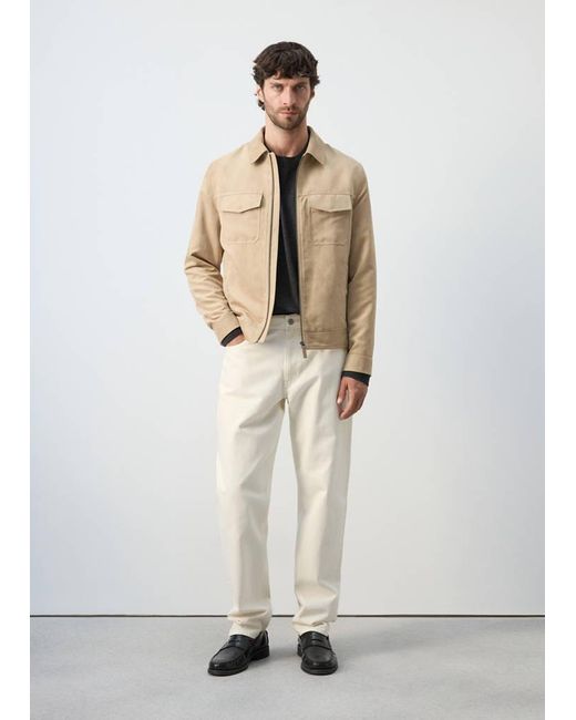 Mango White Suede-Effect Jacket With Pockets for men