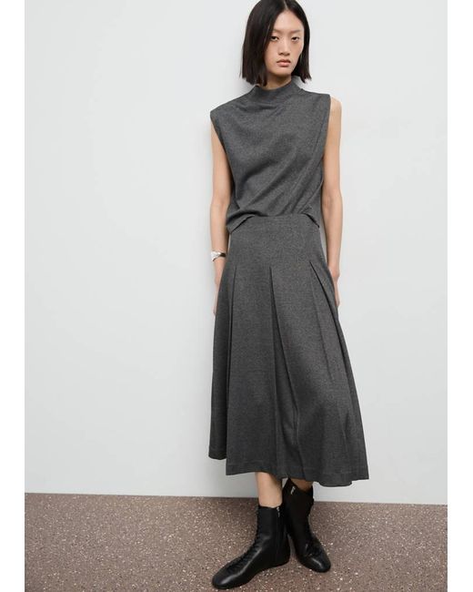 Mango Gray Perkins-Neck Top