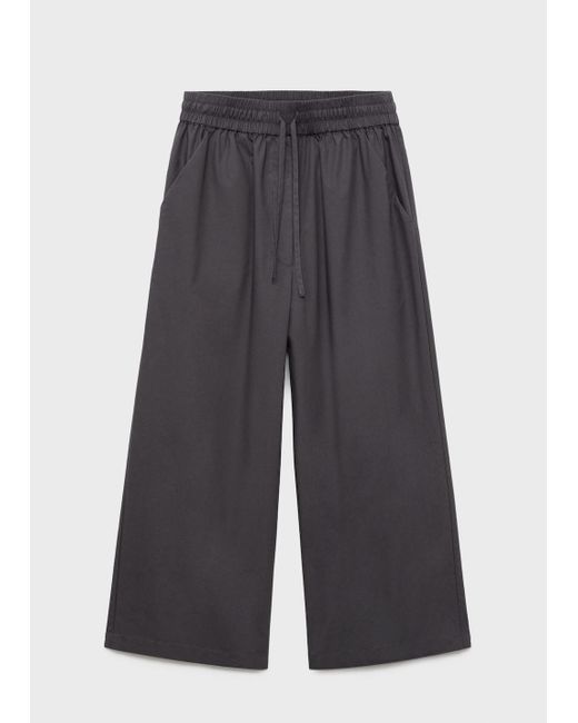 Mango Multicolor Cotton Cropped Pants With Pockets Charcoal
