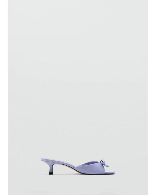 Mango White Heeled Sandals With Bow