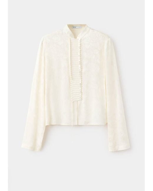 Mango Gray Jacquard Blouse With Buttons