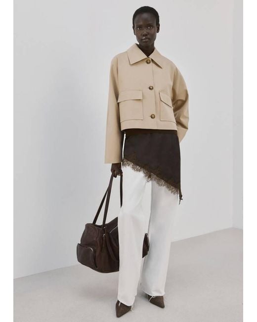 Mango White Cotton Jacket With Pockets