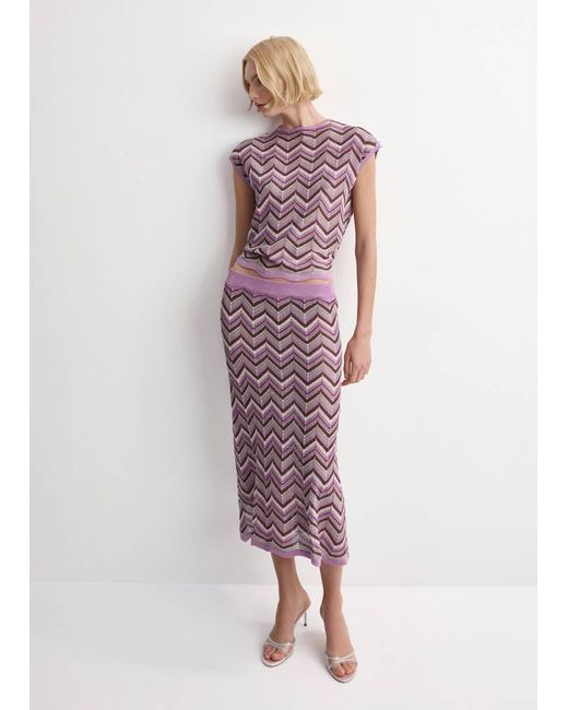 Mango Purple Flared Knitted Skirt