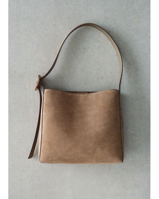 Sac Cabas Cuir Suédé Kaki Mango en coloris Brown