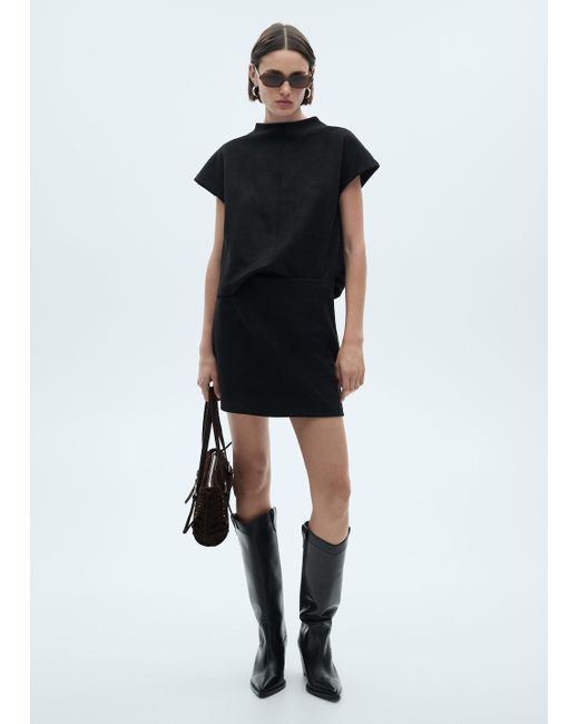 Minijupe Simili-Cuir Noir Mango en coloris Black