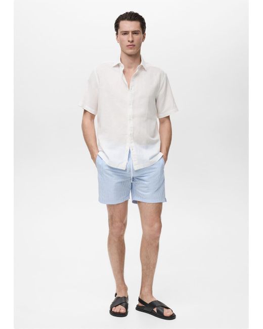 Mango White Seersucker Swimming Trunks for men