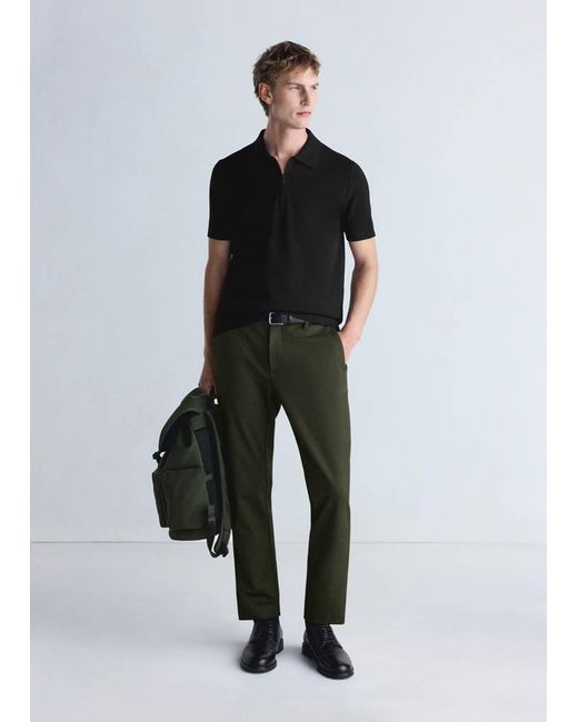Mango Green Thermolite Comfort Slim Fit Trousers for men