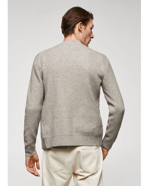 Mango Wool-blend Ribbed Cardigan in Natural for Men | Lyst UK