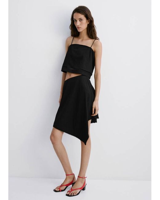 Mango Black Asymmetric A-Line Skirt