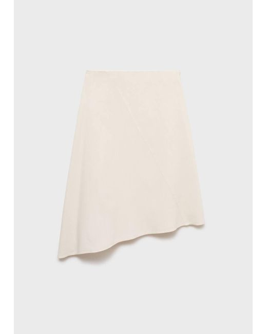 Mango White Asymmetrical Cotton Midi-Skirt