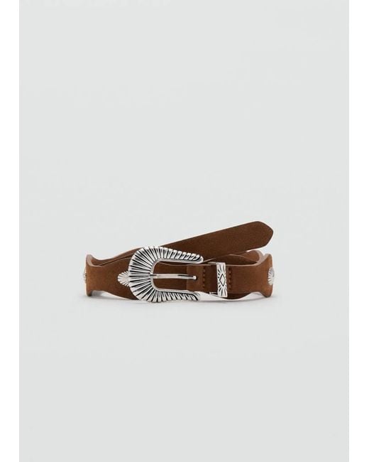 MANGO TEEN White Thin Belt With Metal Buckle
