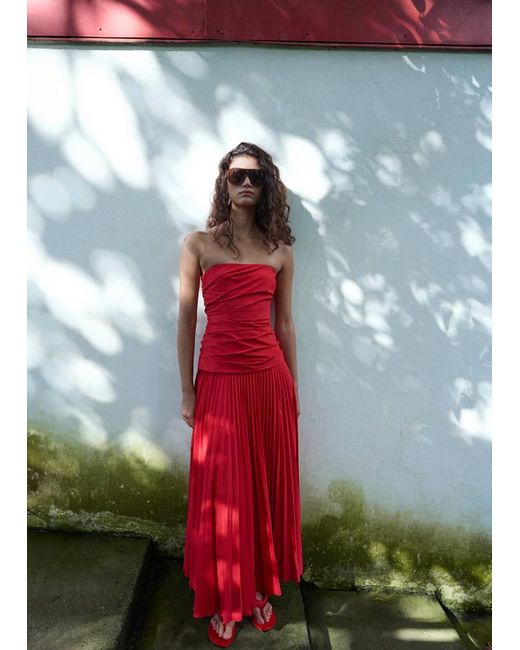 Mango Gray Combined Strapless Dress
