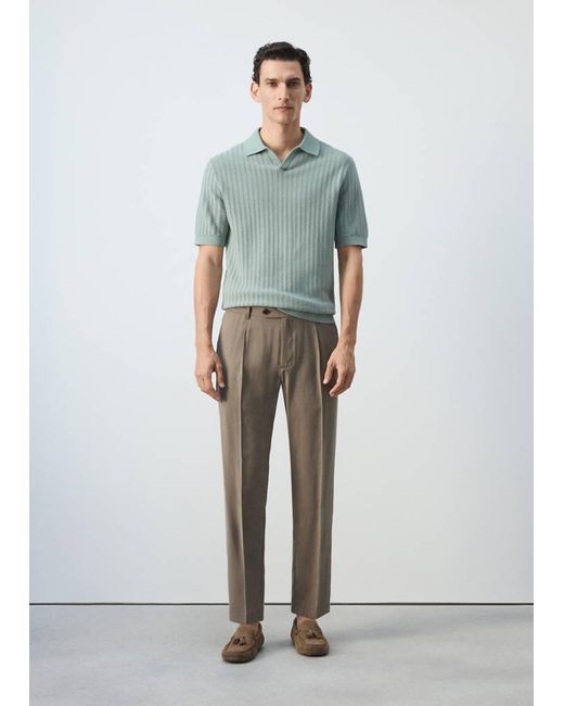 Mango Multicolor 100% Cotton Knitted Polo Structure for men