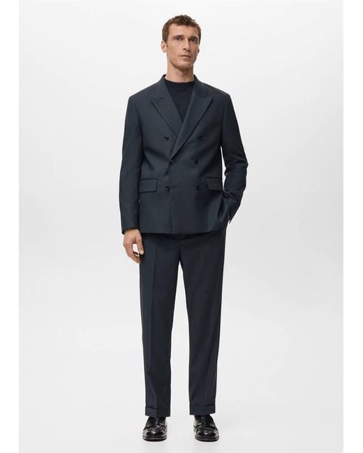 Mango Blue Boston Regular-Fit Suit Trousers for men