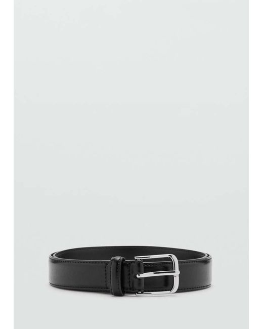 Mango Gray Buckle Leather Belt for men