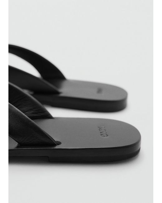 Mango Black Leather Straps Sandals