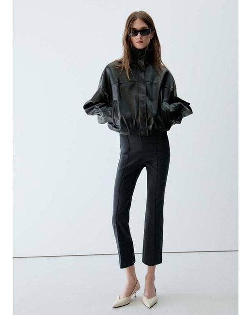 Mango Black High-Waist Crop Trousers