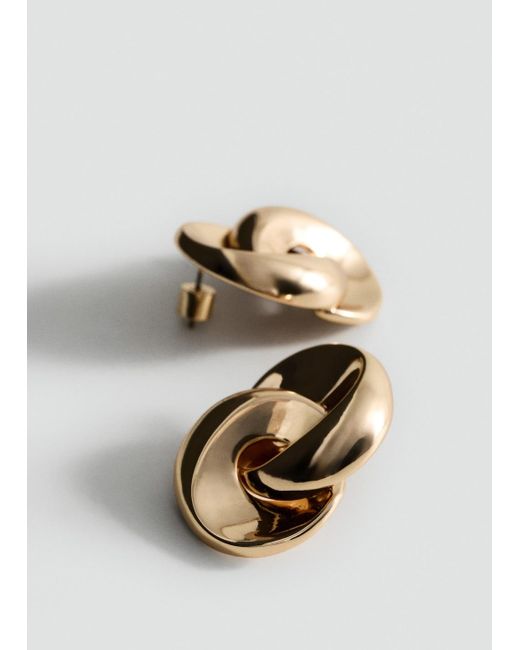 Mango Metallic Intertwined Hoop Earrings